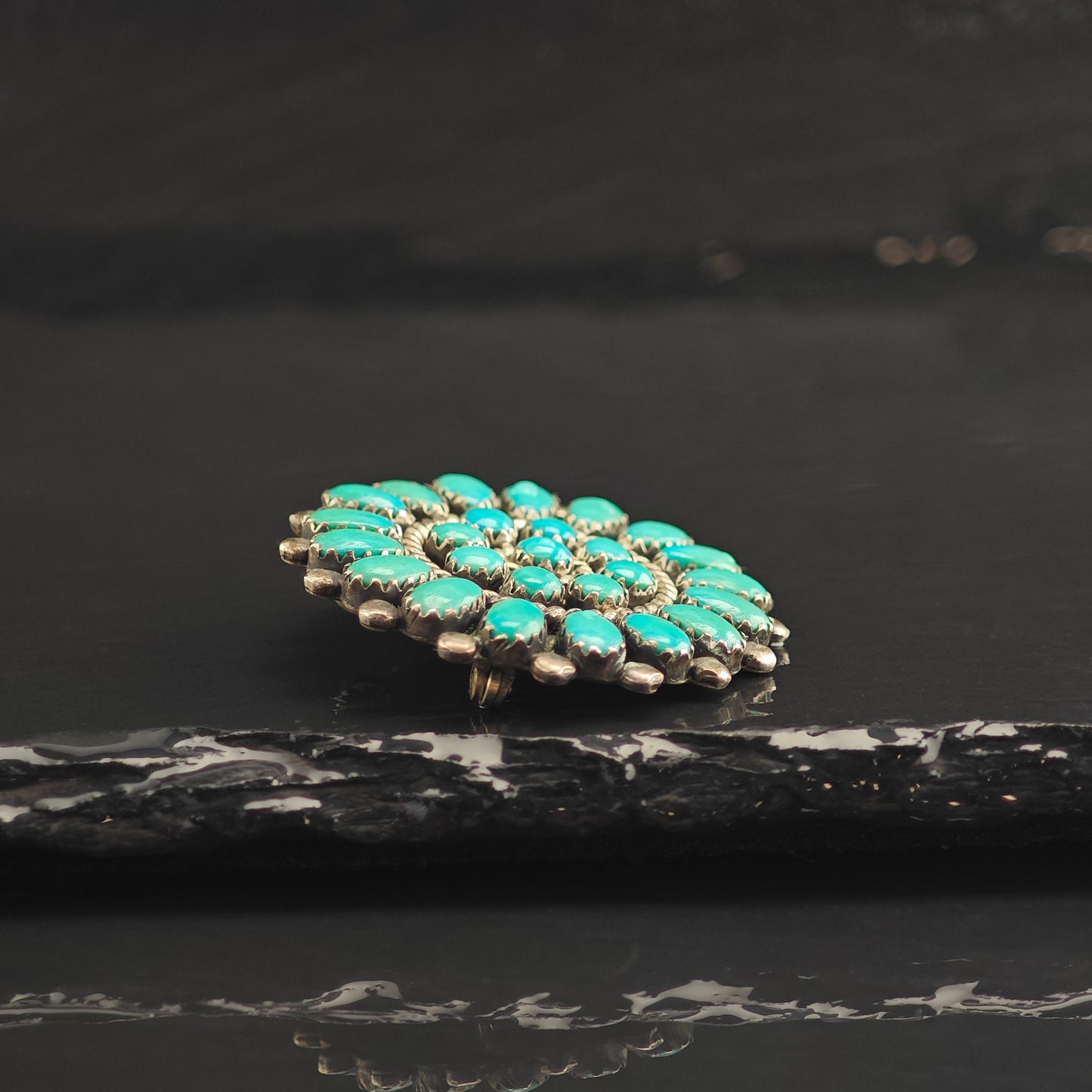 SW Turquoise Cluster Sterling Silver Pendant & Brooch P2990