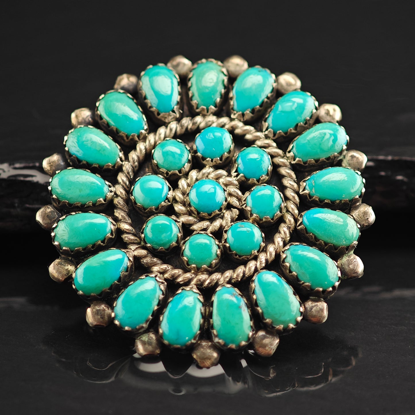 SW Turquoise Cluster Sterling Silver Pendant & Brooch P2990