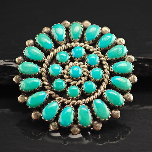 SW Turquoise Cluster Sterling Silver Pendant & Brooch P2990