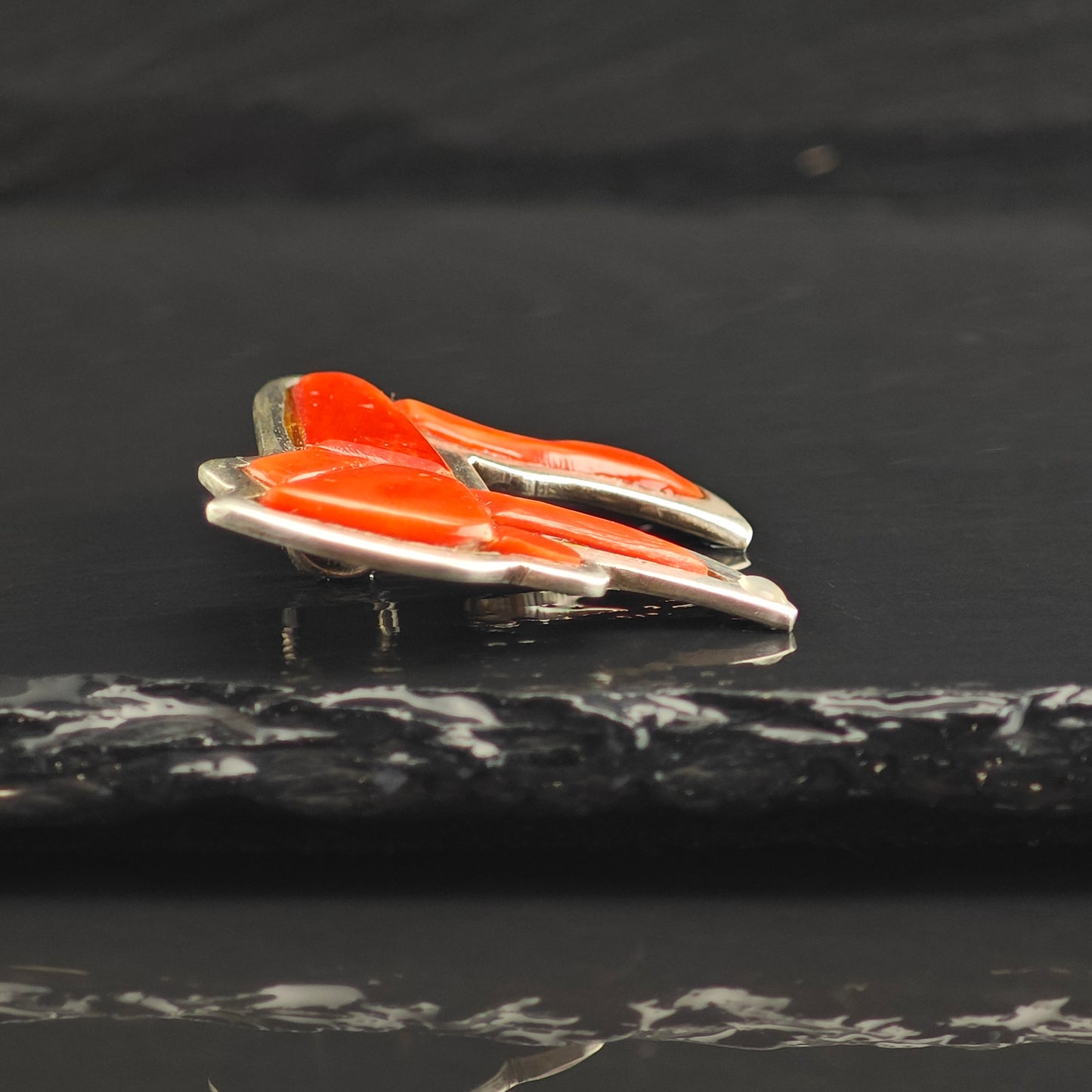 Chai Coral Inlay Sterling Silver Pendant P2991