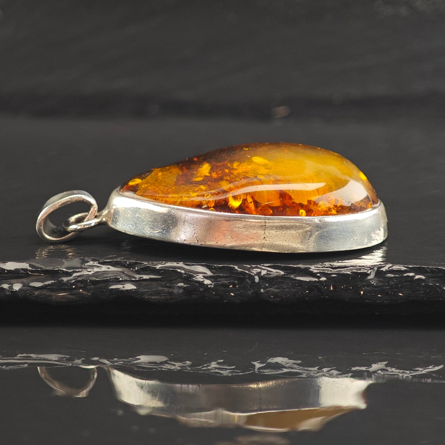 Oval Amber Sterling Silver Pendant P2992