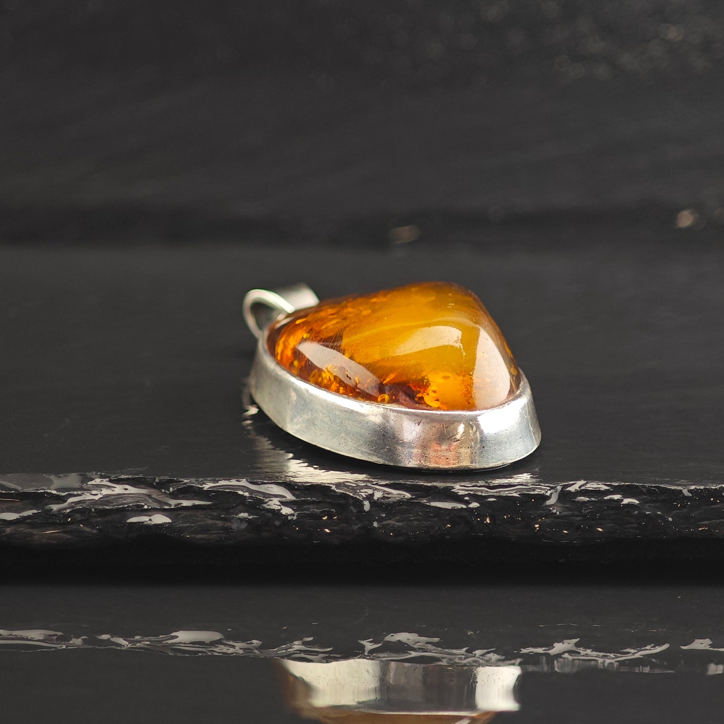 Oval Amber Sterling Silver Pendant P2992