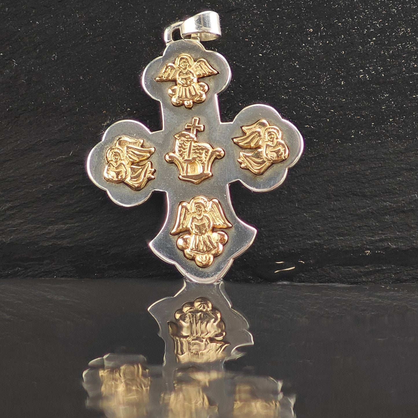Vintage James Avery Lamb of God 14k Gold Accents Sterling Silver Pendant P2993