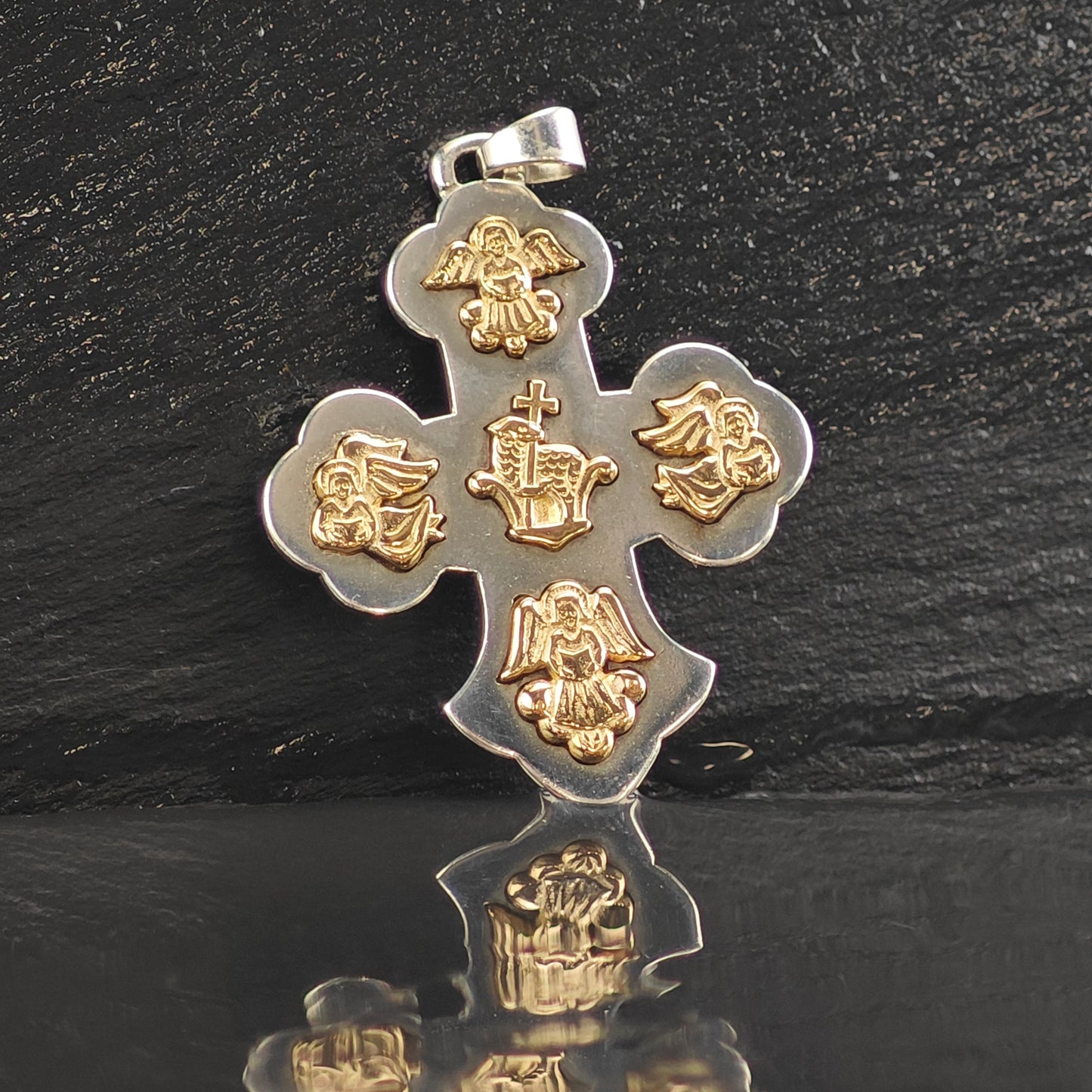 Vintage James Avery Lamb of God 14k Gold Accents Sterling Silver Pendant P2993