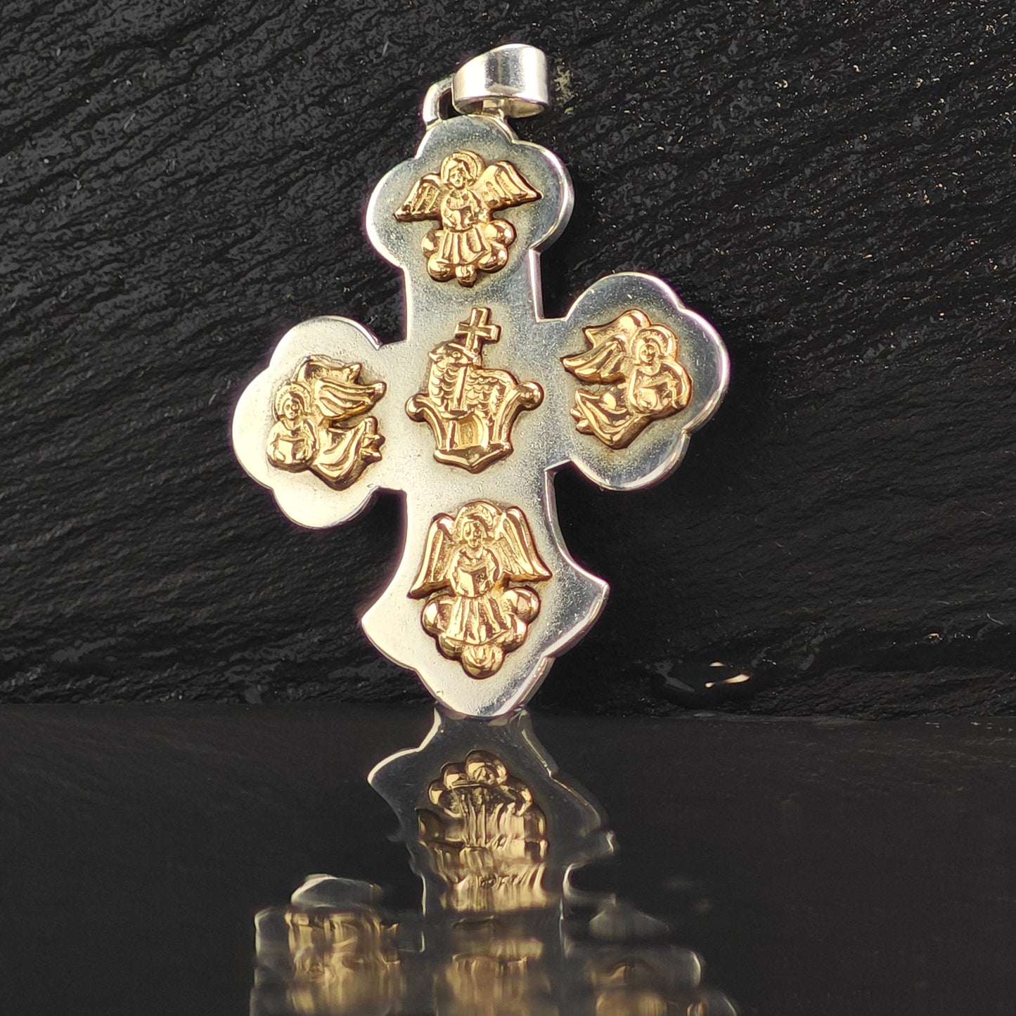 Vintage James Avery Lamb of God 14k Gold Accents Sterling Silver Pendant P2993