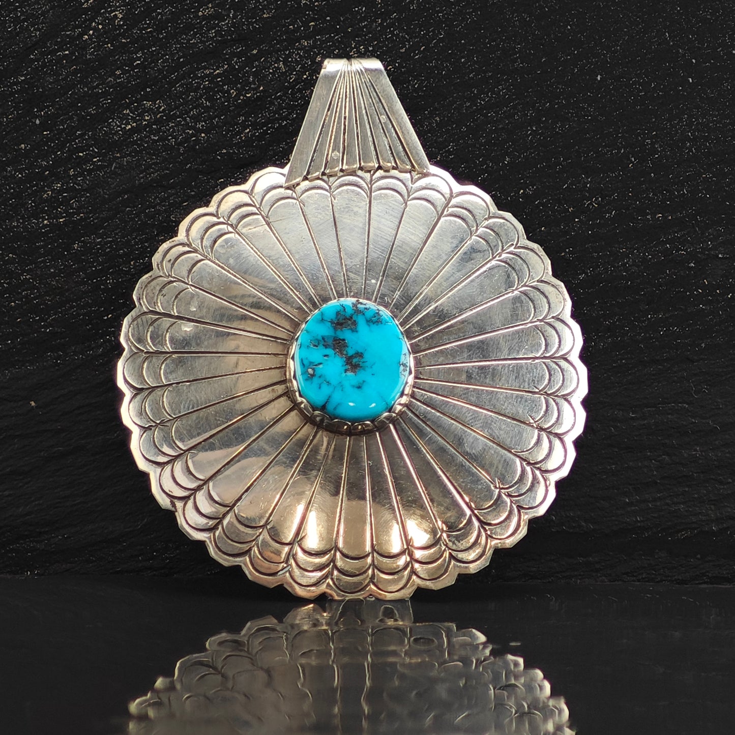 Native Concho Turquoise Sterling Silver Pendant P2994