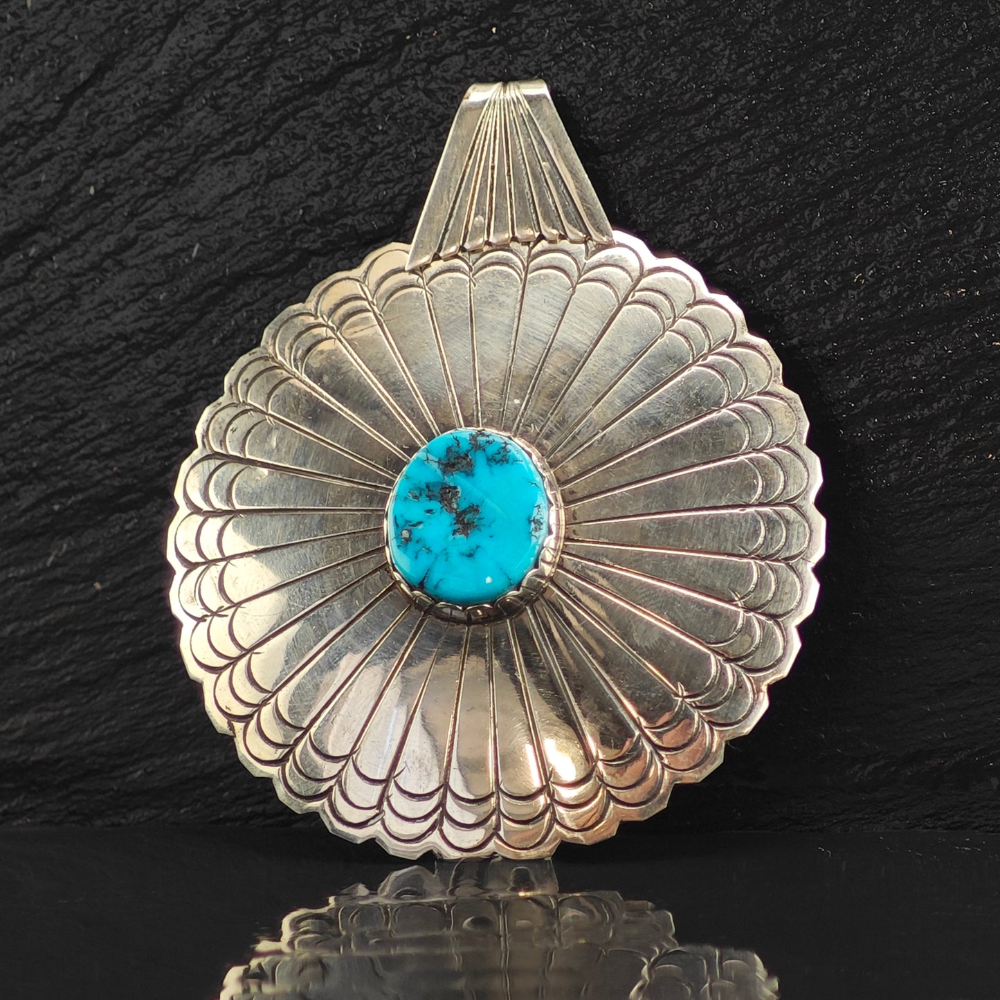 Native Concho Turquoise Sterling Silver Pendant P2994