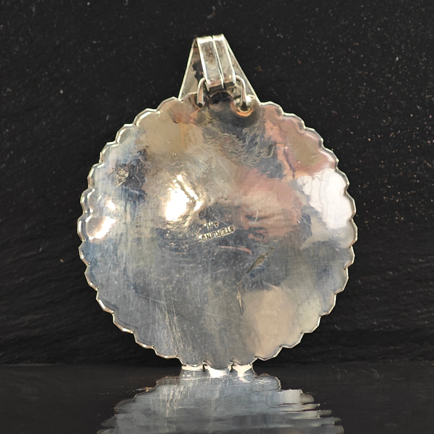 Native Concho Turquoise Sterling Silver Pendant P2994