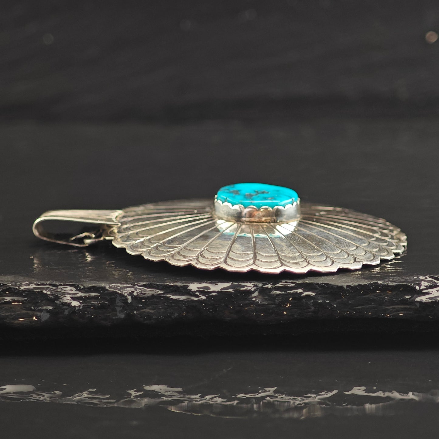 Native Concho Turquoise Sterling Silver Pendant P2994