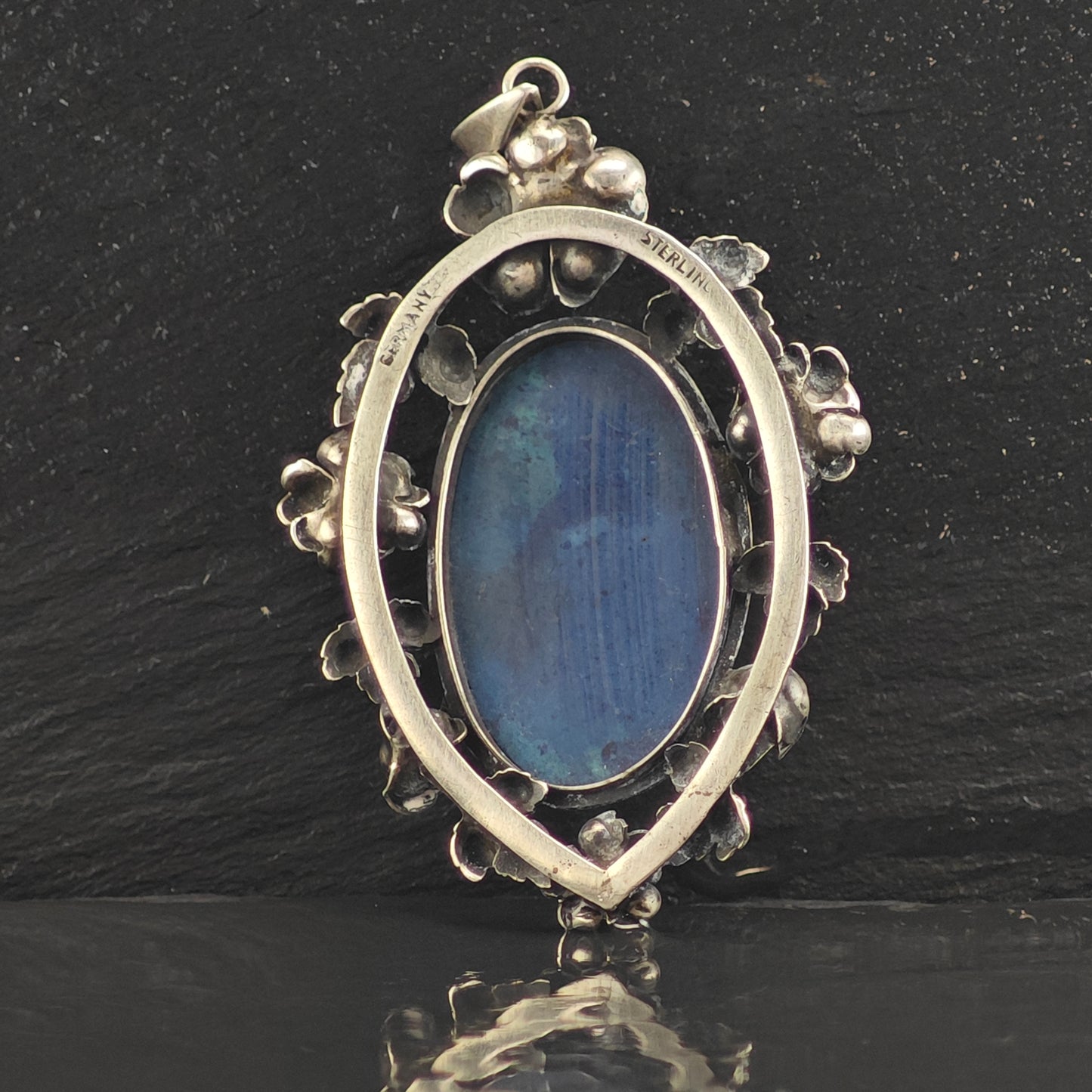 Vintage Germany Oval Sterling Silver Pendant  P2995