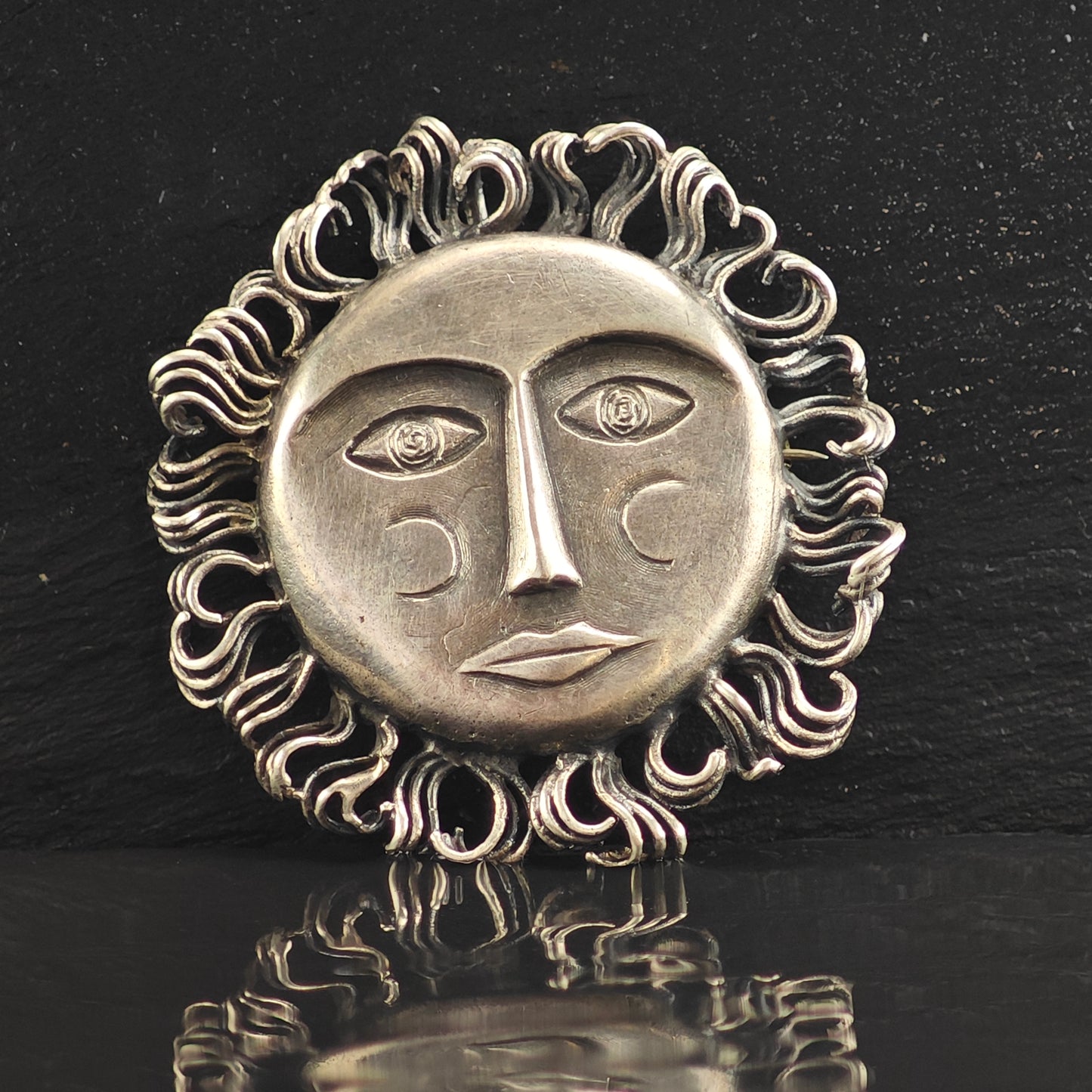 Artist Sunface Sterling Silver Pendant & Brooch P2996