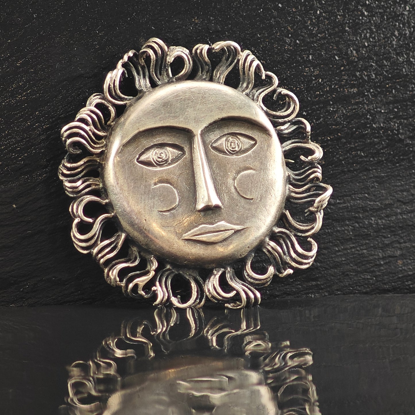 Artist Sunface Sterling Silver Pendant & Brooch P2996