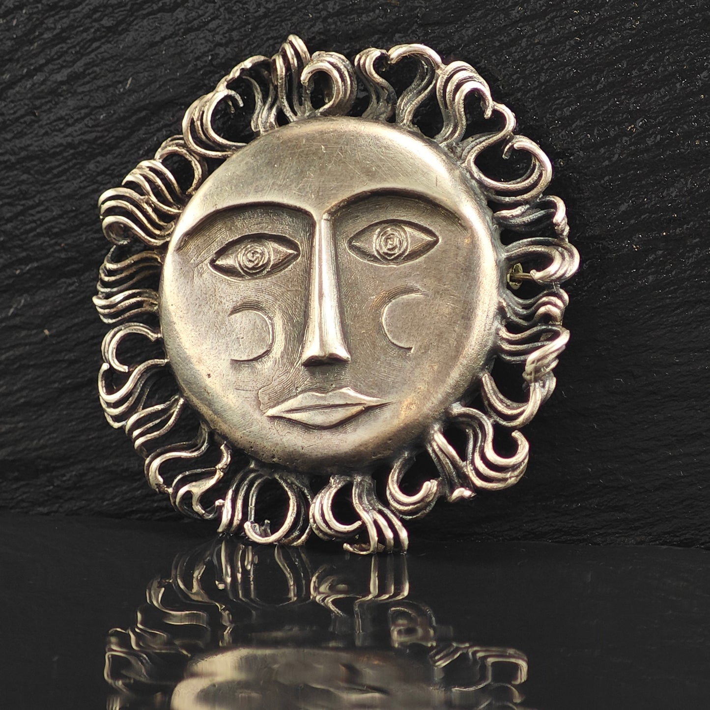 Artist Sunface Sterling Silver Pendant & Brooch P2996