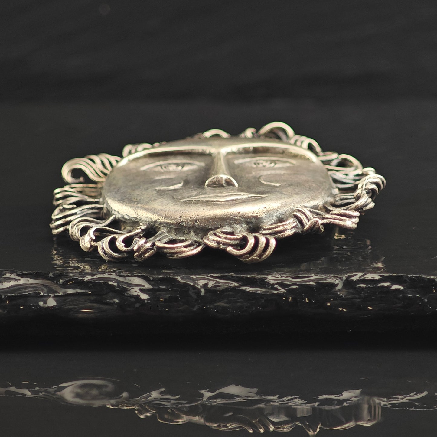 Artist Sunface Sterling Silver Pendant & Brooch P2996