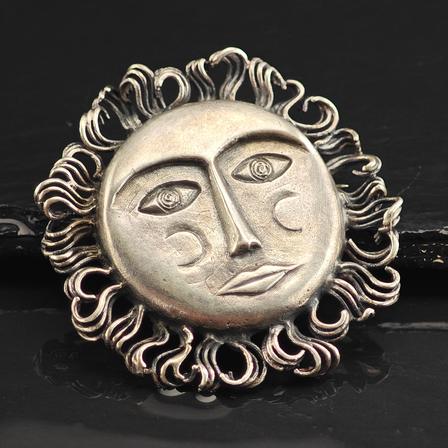 Artist Sunface Sterling Silver Pendant & Brooch P2996