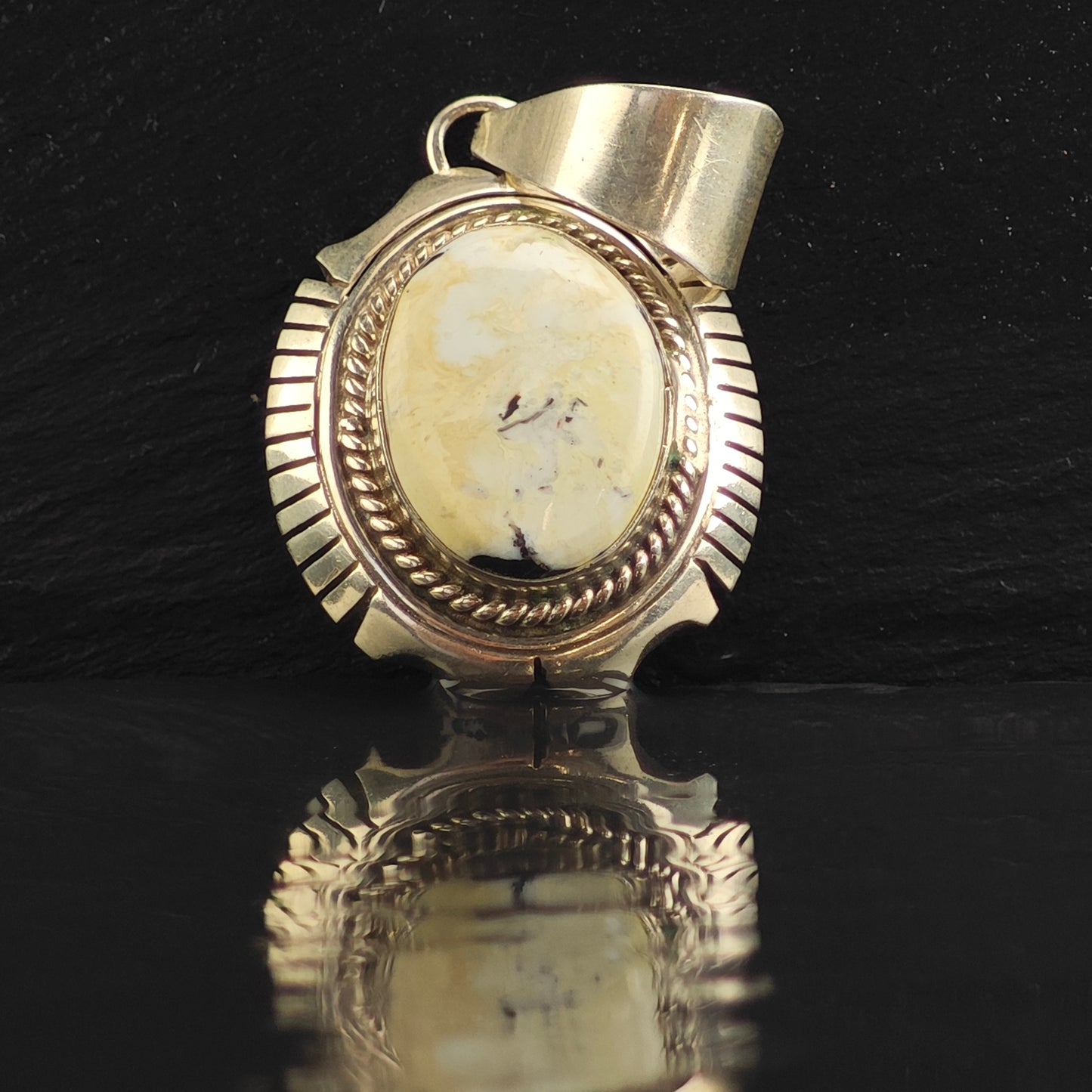 Navajo White Buffalo Sterling Silver Pendant P2997