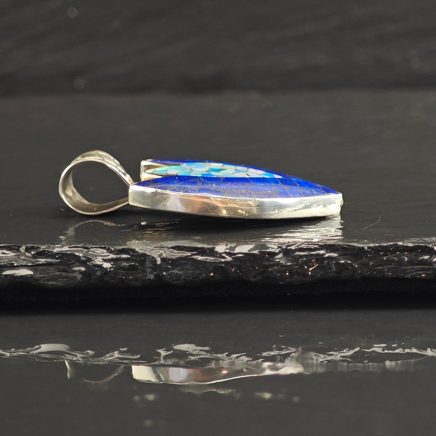 Opal & Lapis Arrowhead Sterling Silver Pendant P2998