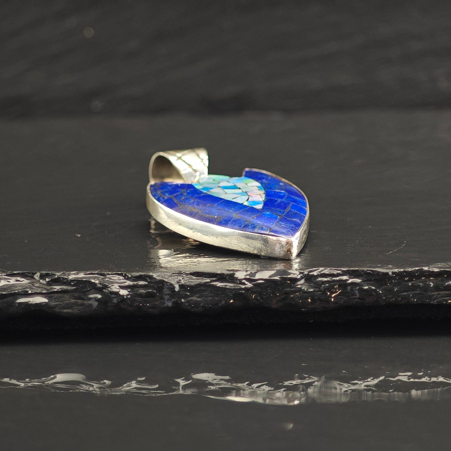 Opal & Lapis Arrowhead Sterling Silver Pendant P2998
