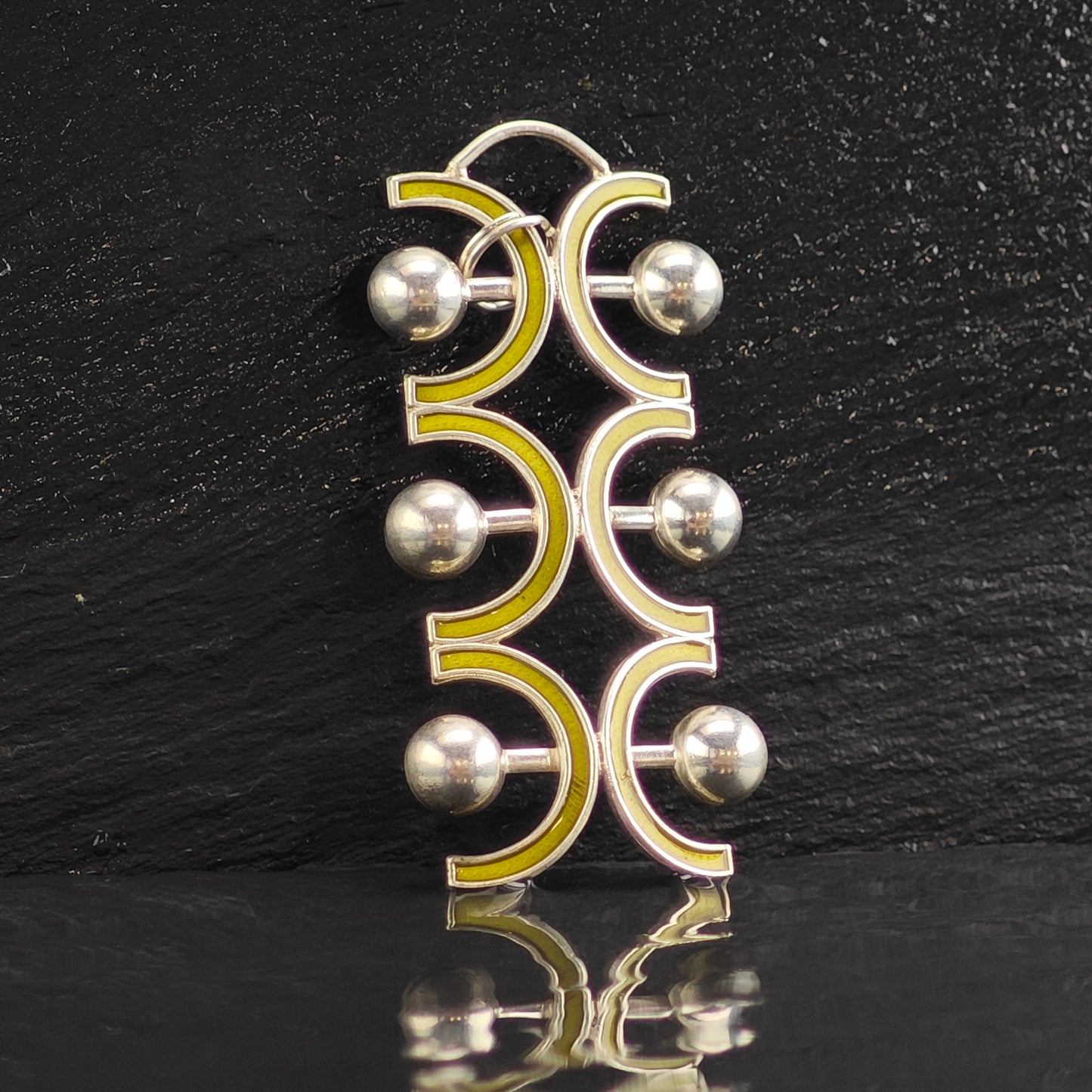 Norway Green Enamel Sterling Silver Pendant by Aksel Holmsen P2999