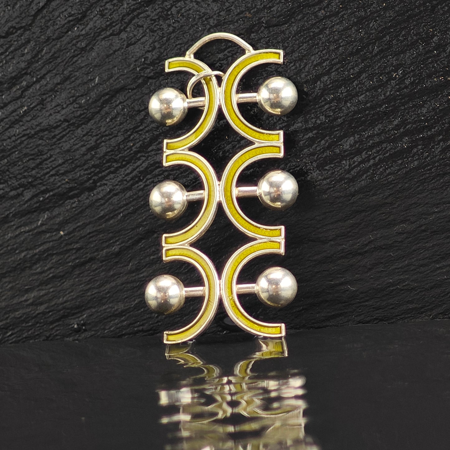 Norway Green Enamel Sterling Silver Pendant by Aksel Holmsen P2999