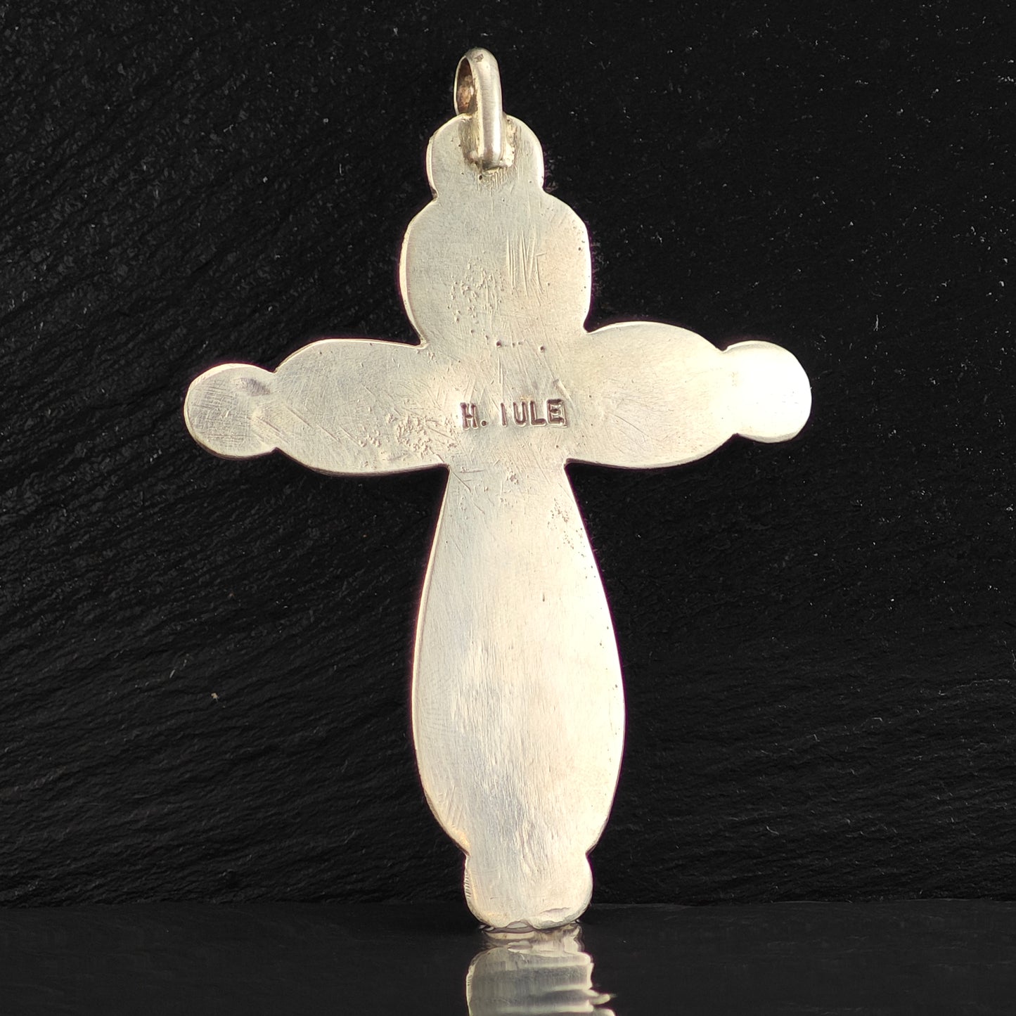 Zuni Turquoise Cross Sterling Silver Pendant Horace Iule P3001
