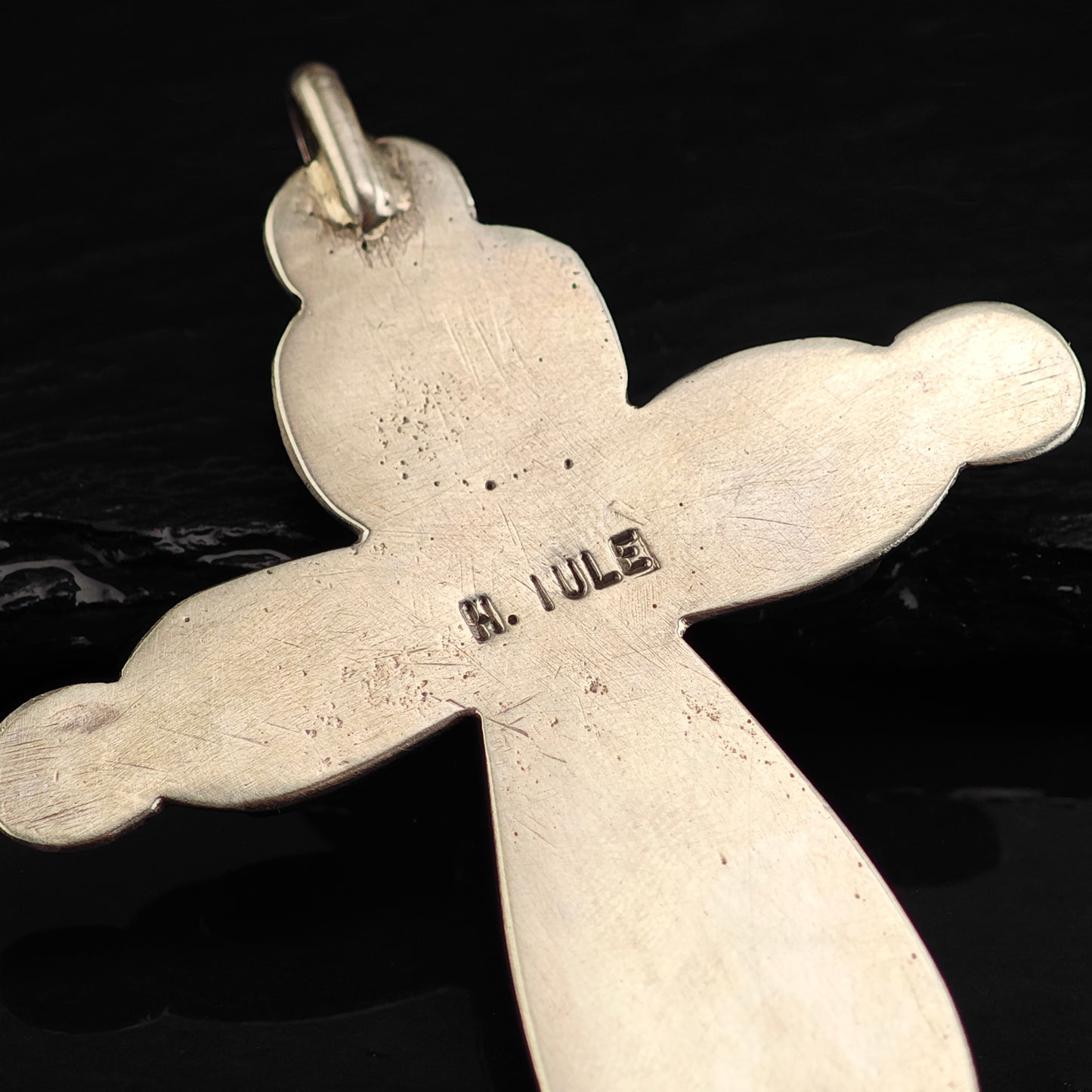 Zuni Turquoise Cross Sterling Silver Pendant Horace Iule P3001