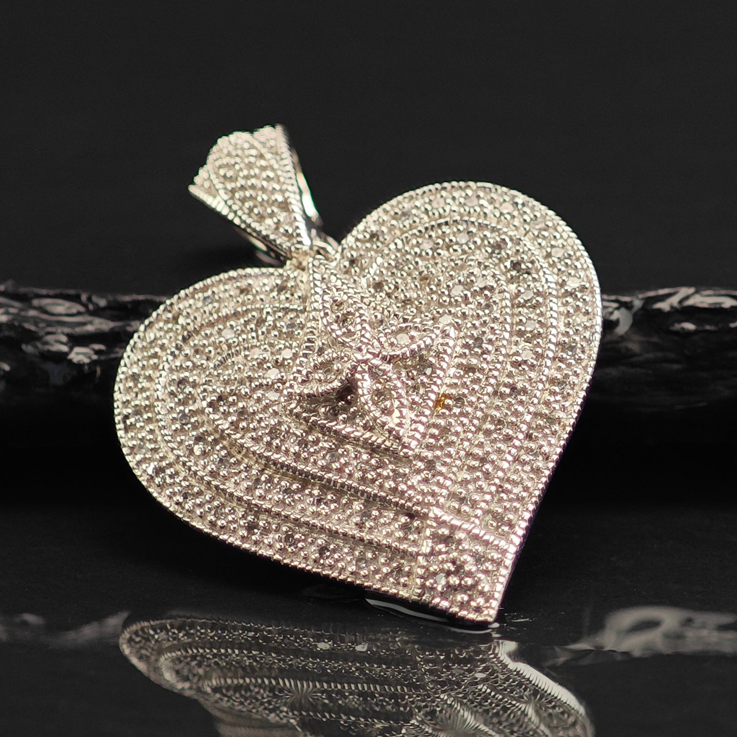 Diamond Heart Sterling Silver Pendant P3004