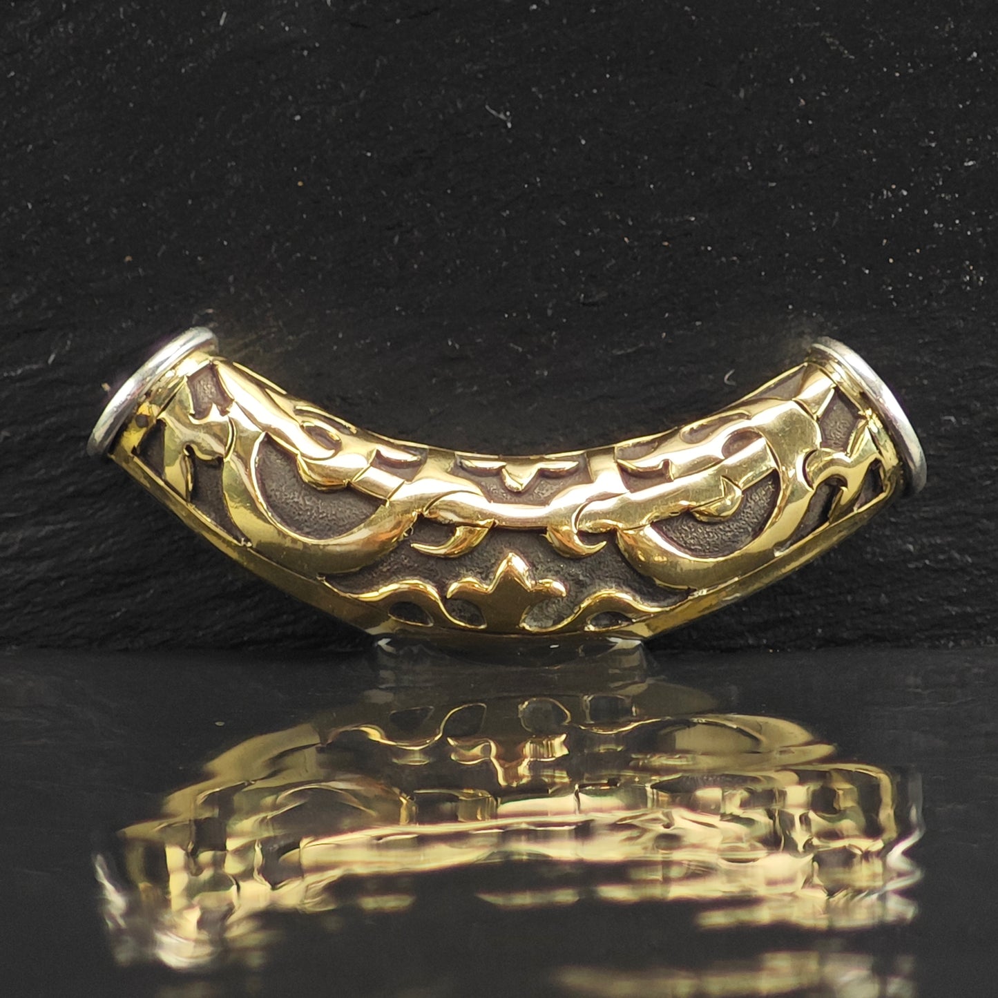 Vintage John Hardy 18k Gold Tube Sterling Silver Pendant P3005