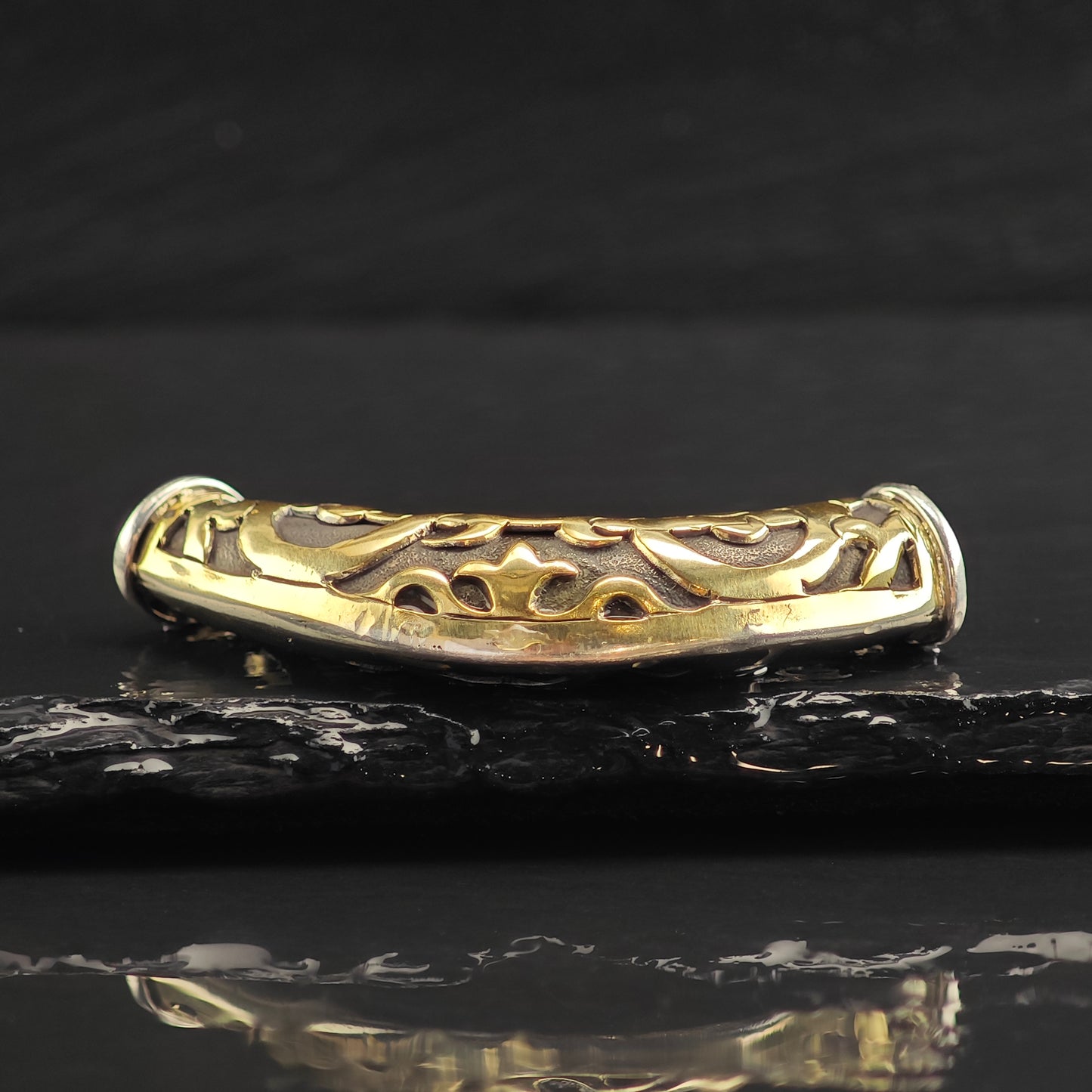 Vintage John Hardy 18k Gold Tube Sterling Silver Pendant P3005