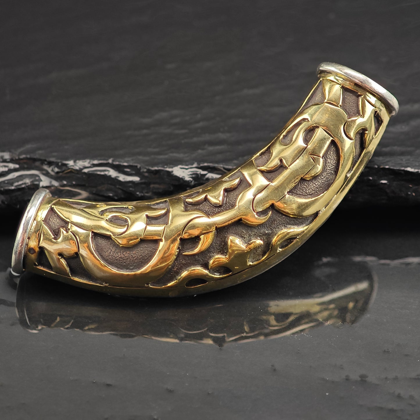 Vintage John Hardy 18k Gold Tube Sterling Silver Pendant P3005