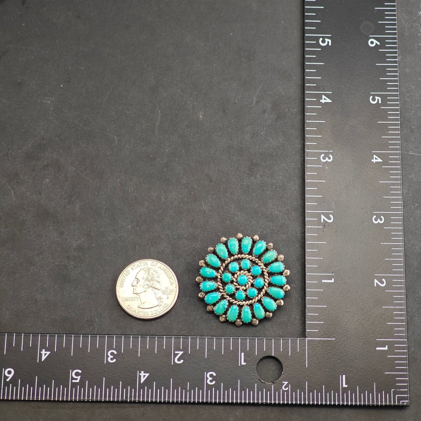 SW Turquoise Cluster Sterling Silver Pendant & Brooch P2990