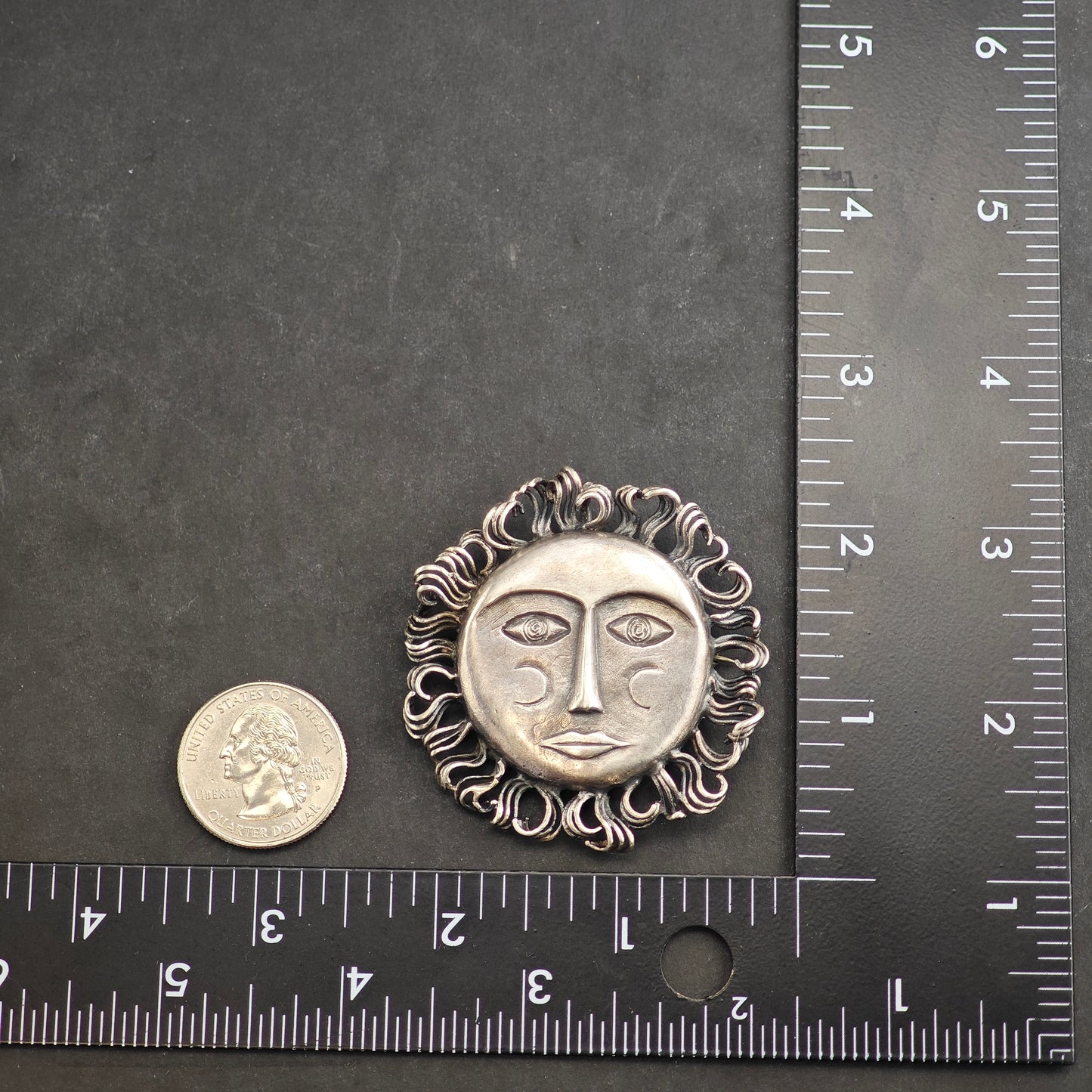 Artist Sunface Sterling Silver Pendant & Brooch P2996