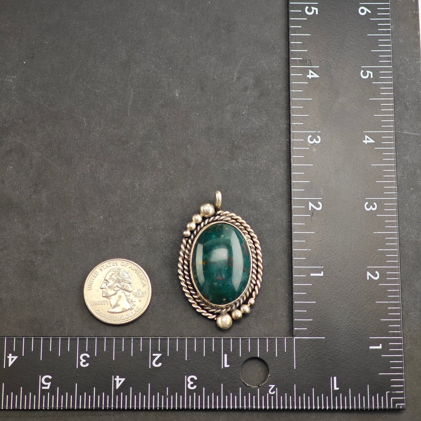 Green Bloodstone Sterling Silver Pendant P3003
