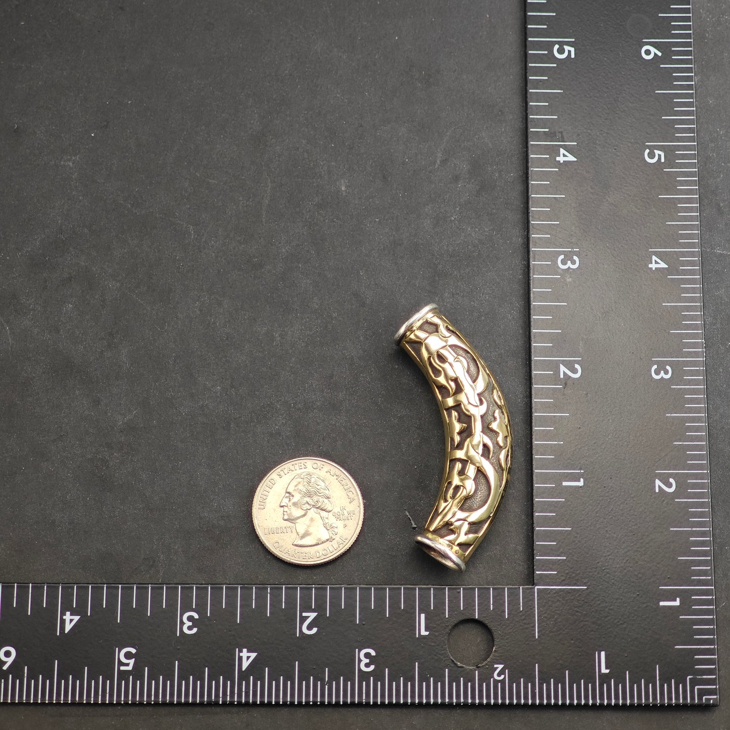 Vintage John Hardy 18k Gold Tube Sterling Silver Pendant P3005