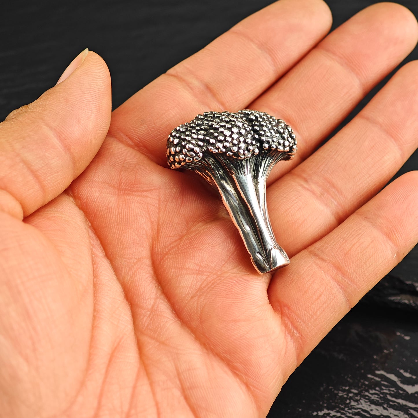 Sterling Silver Broccoli Brooch B2201