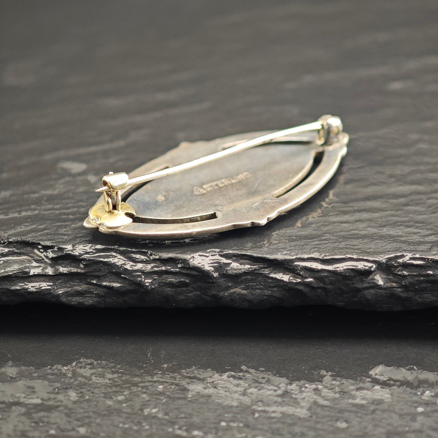 AS IS, Enamel Sterling Silver Floral Brooch B2202