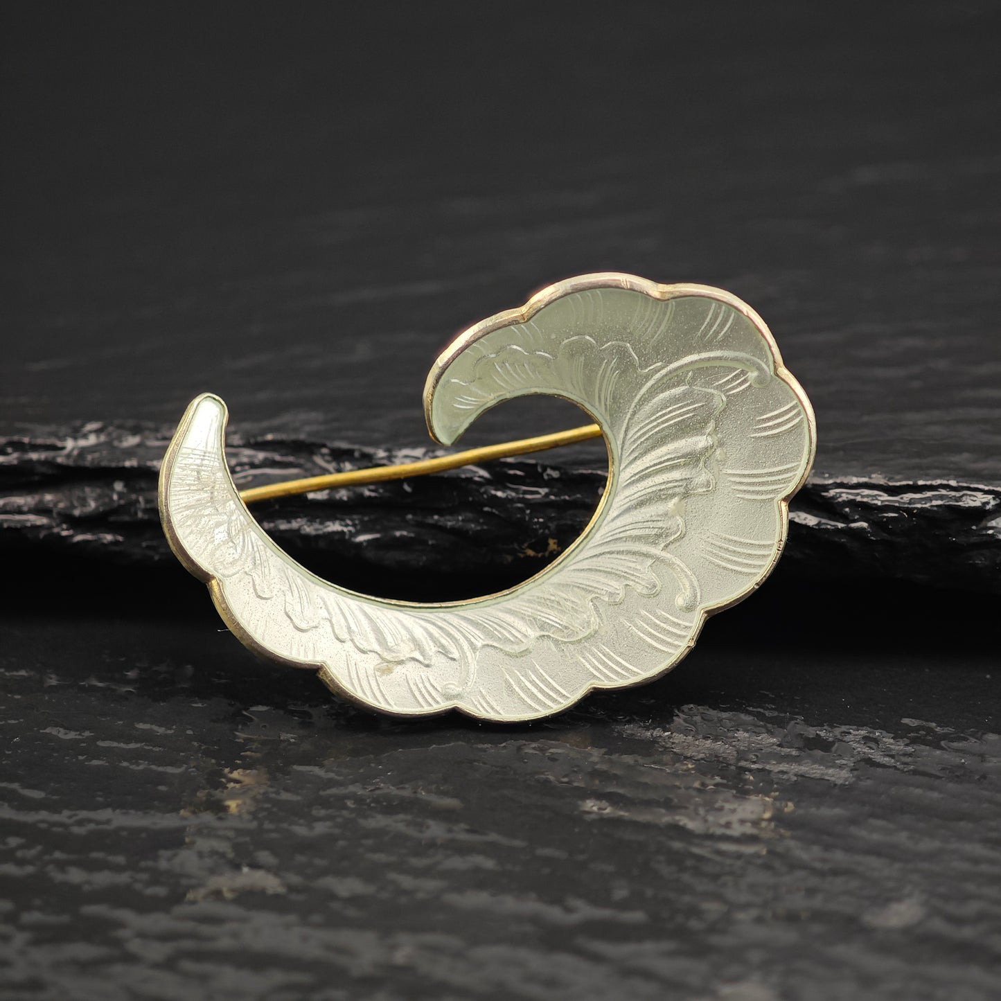 Norway, White Enamel Swirl Sterling Silver Brooch B2204