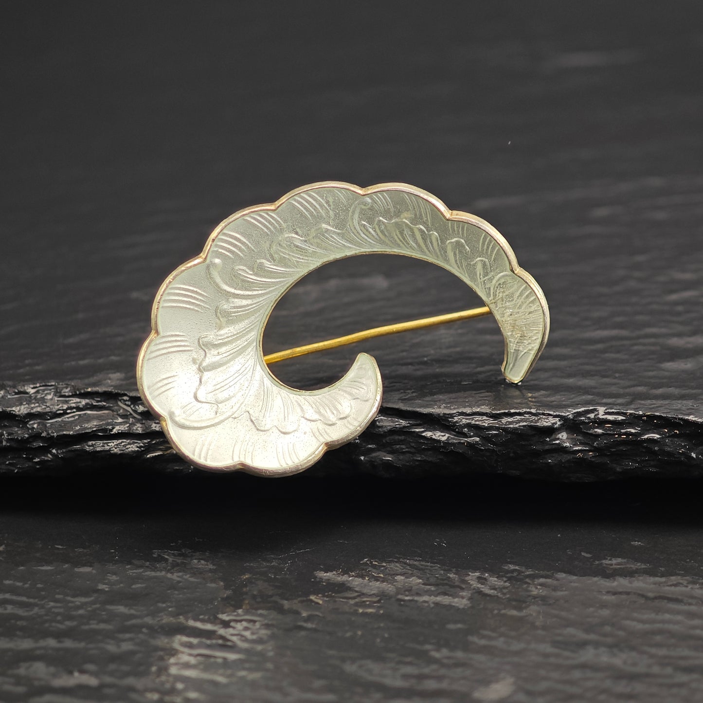 Norway, White Enamel Swirl Sterling Silver Brooch B2204
