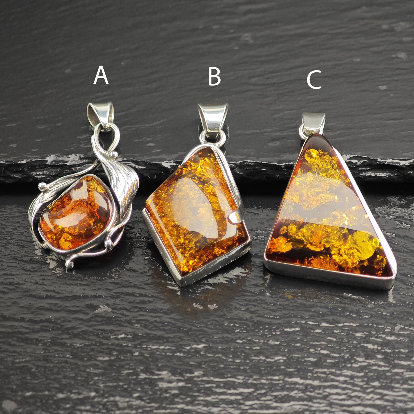 Choice of Amber Sterling Silver Pendant P3011