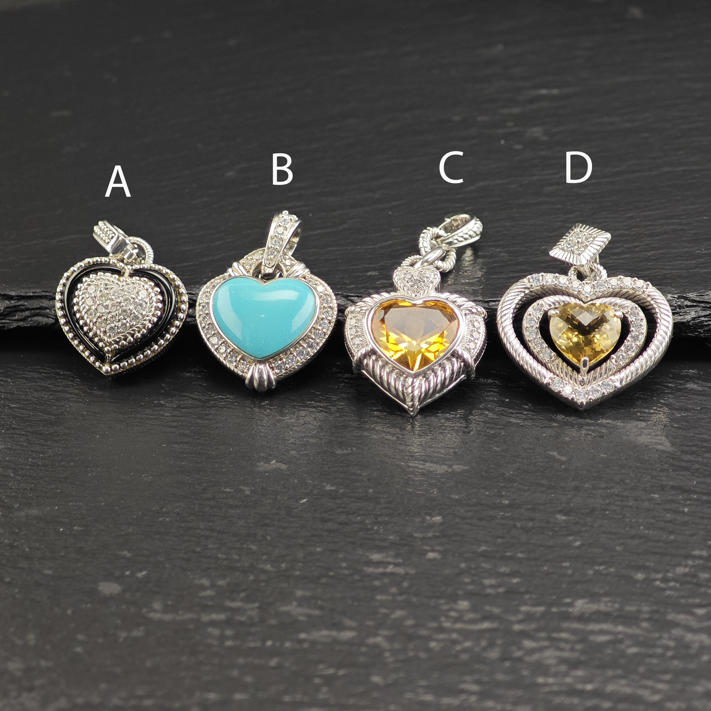 Choice of Judith Ripka Heart, Multi-stone Pendants, Sterling Silver P3021