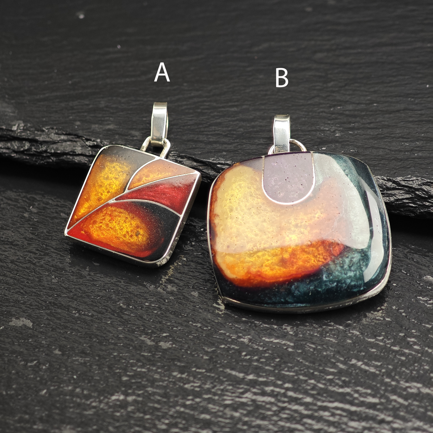 Choice of Resin Inlay Sterling Silver Pendants P3014