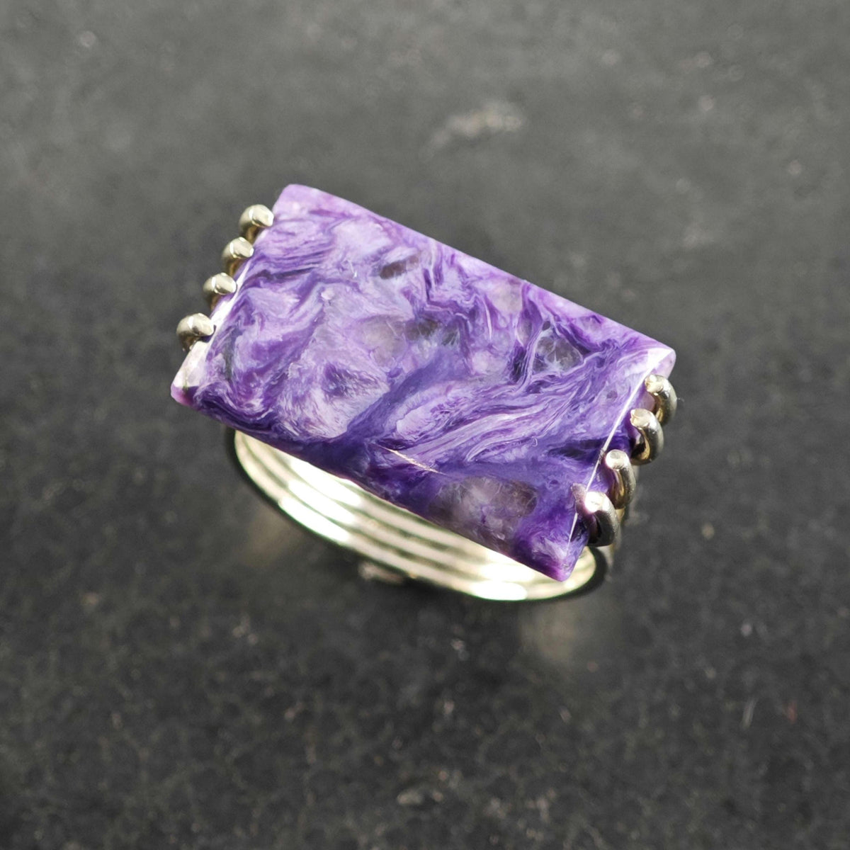 Charoite Sterling Silver Ring Sz 10 1/2 R6849