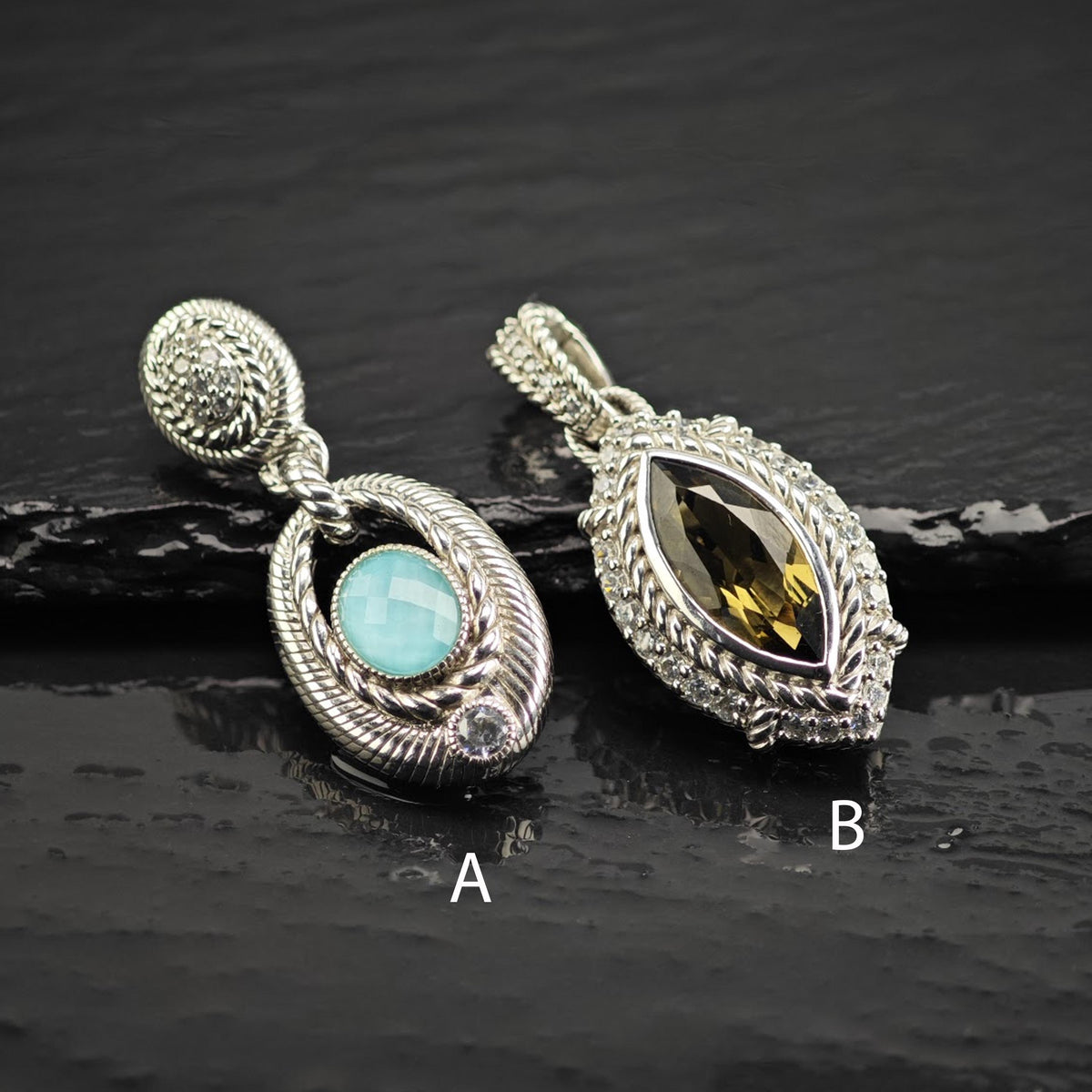 Choice of Judith Ripka Citrine or Doublet Sterling Silver Pendants P3120