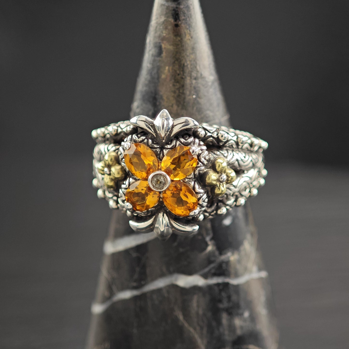 Barbara Bixby 18K Gold Accents, Citrine Ring Sterling Silver R5822