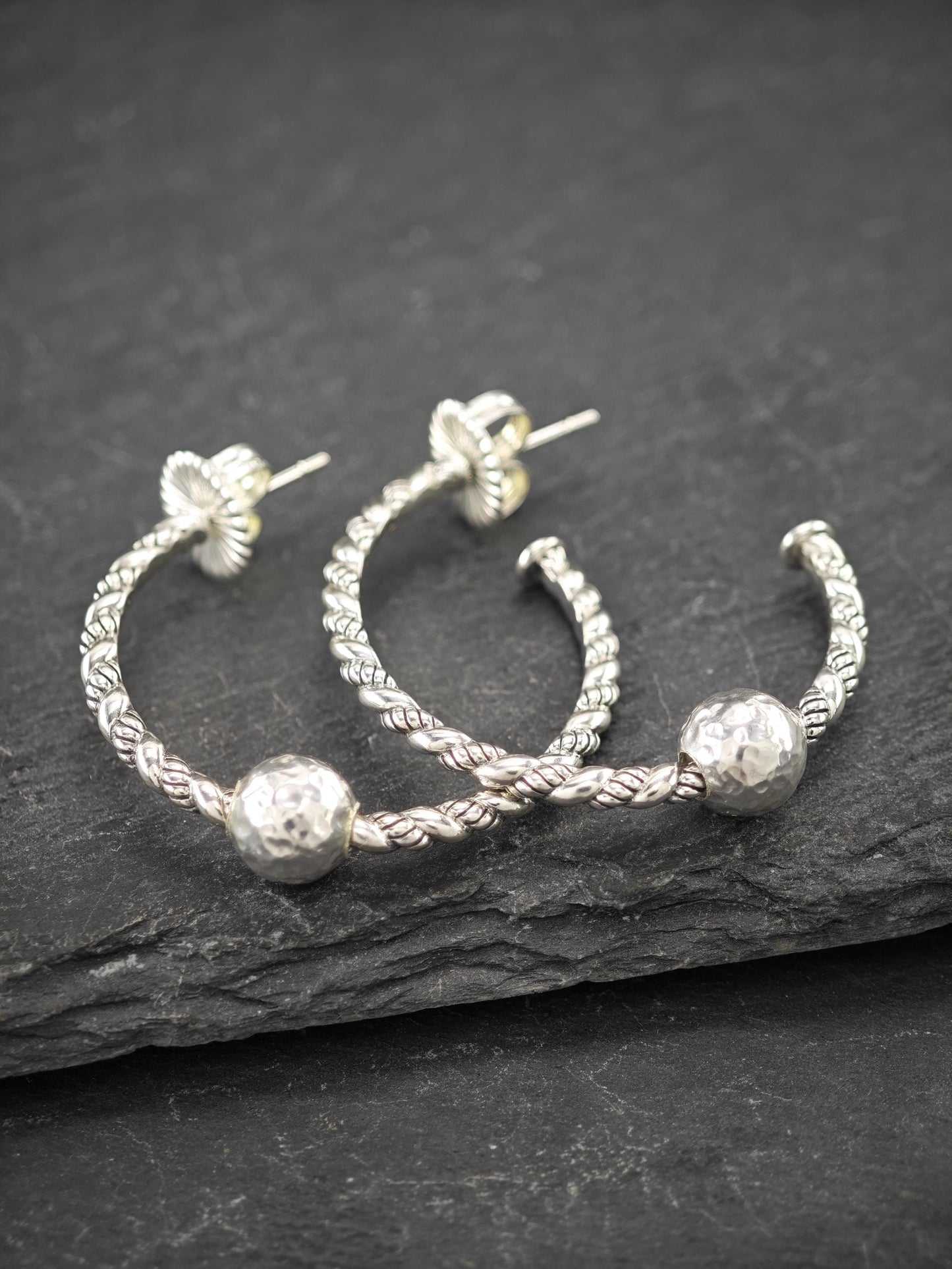 Vintage Jai Stud/Hoop Earrings Sterling Silver