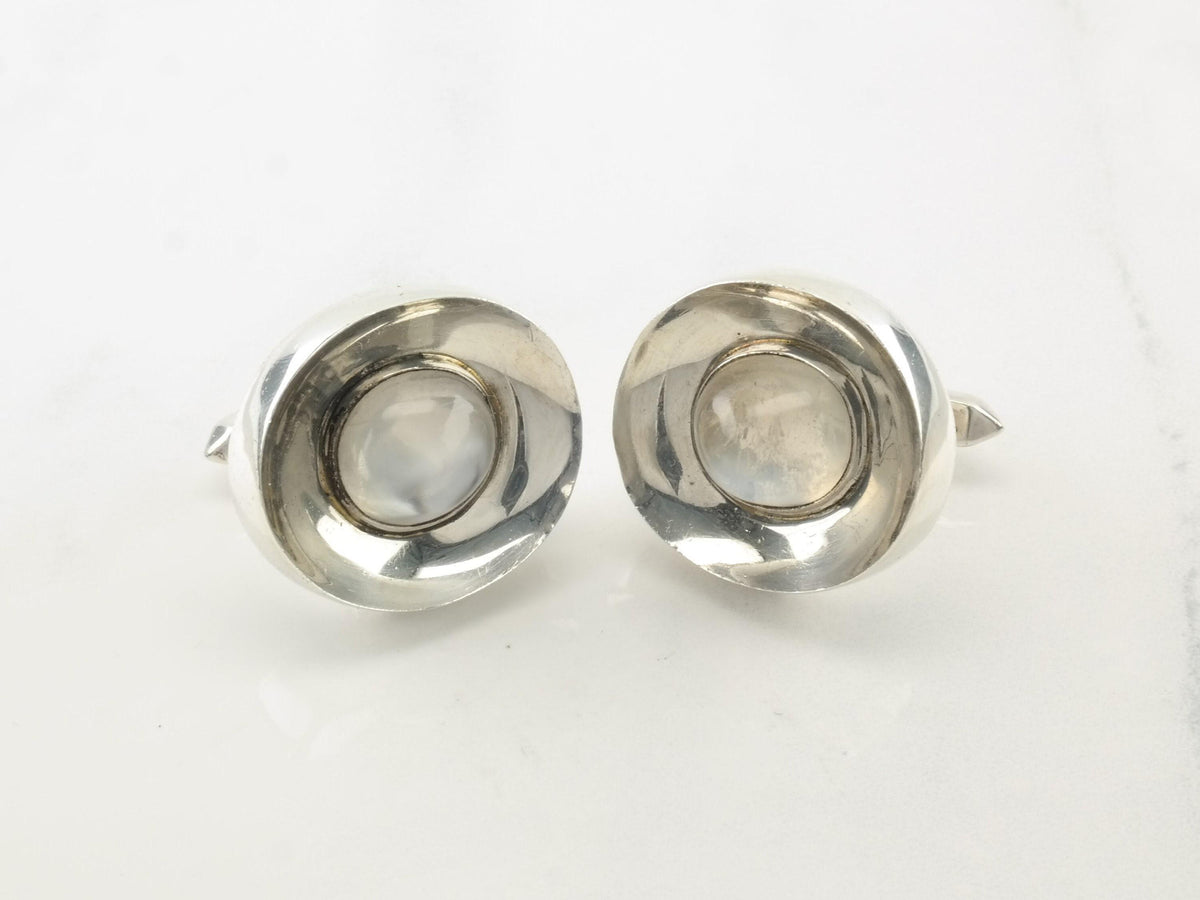 Antonio Pineda Taxco Moonstone Sterling Silver Cufflinks