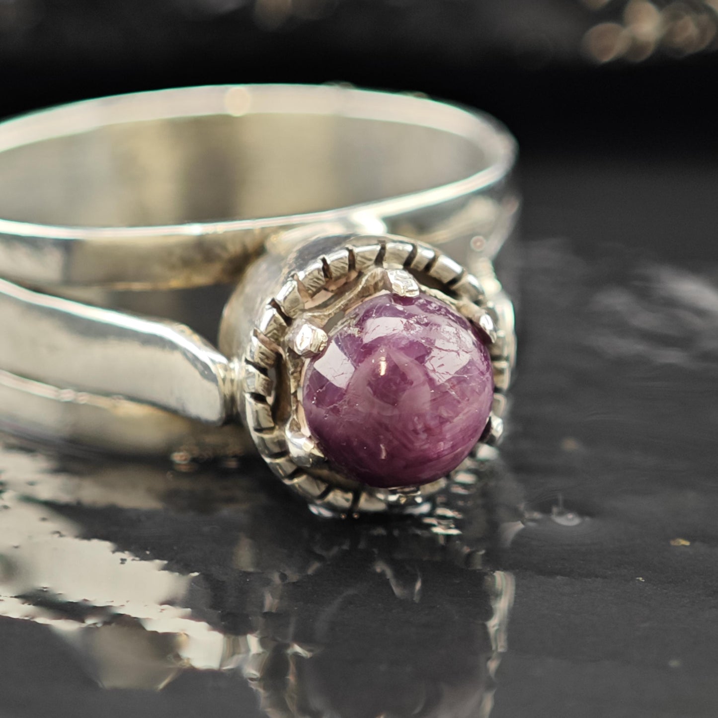 Handmade Cabochon Star Ruby Ring Sterling Silver Sz 7 3/4 R6228