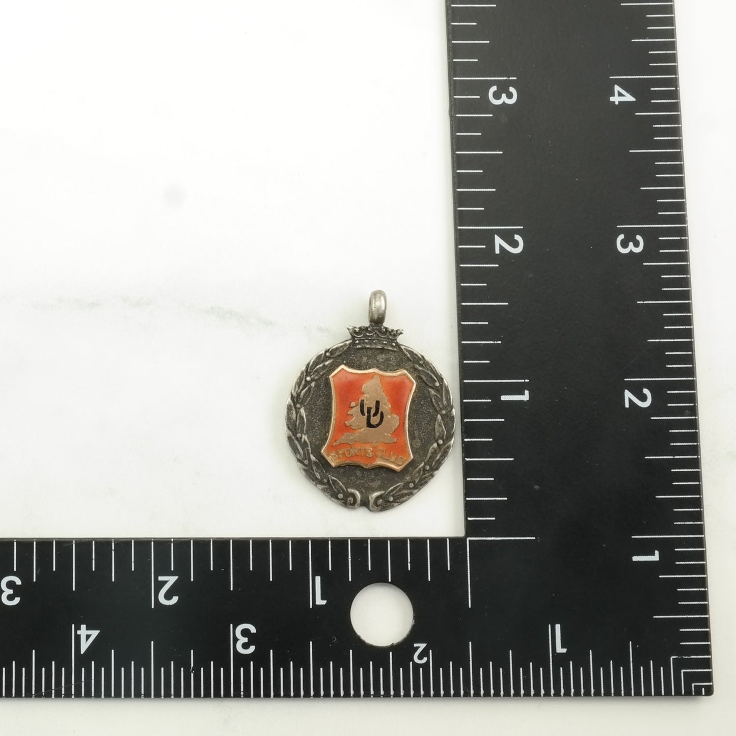 Vintage 1929, Soccer Medal United Dairies Football League Enamel Sterling Silver Pendant