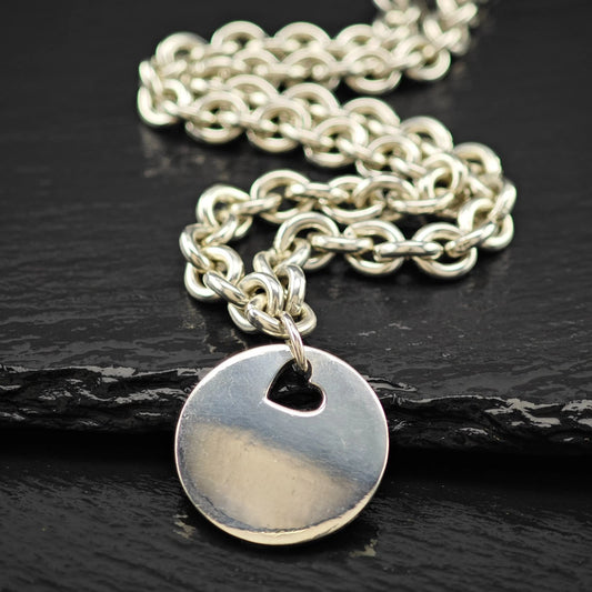 Movado Heart Shape Sterling Silver 8mm Curb Link Necklace 16" N2661
