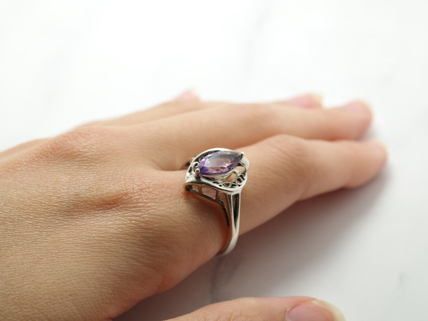 Sterling Silver Ring Amethyst Size 8